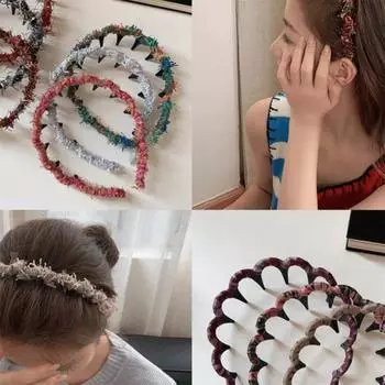 Волнистые повязки на голову для женщин, цветные зубчатые нескользящие повязки для волос, для мытья лица у девушек, спортивные повязки на голову, аксессуары для волос