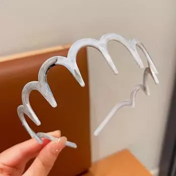 Волнистые повязки на голову для женщин, цветные зубчатые нескользящие повязки для волос, для мытья лица у девушек, спортивные повязки на голову, аксессуары для волос розовый