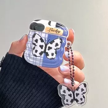Волнистый чехол для наушников с 3d подвеской в виде коровы и бабочки для Apple Airpods 1 2 3 Pro, чехол для беспроводной Bluetooth-гарнитуры, зарядное устройство For Airpods 3 (2021)