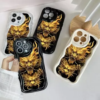 Волнистый чехол для телефона N34 с дизайном «Год Дракона» для iPhone 15 14 13 Pro Max Samsung S24 S23 Ultra A54 A14 A12 Xiaomi Redmi 13C, мягкая задняя крышка Huawei for iPhone 6