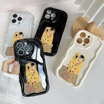 Волнистый чехол N56 Kiss от Густава Климта для iPhone 15 14 Pro Max Samsung S24 S23 Ultra A54 A14 A34 Xiaomi Redmi Huawei Honor Мягкая задняя крышка for iPhone 6