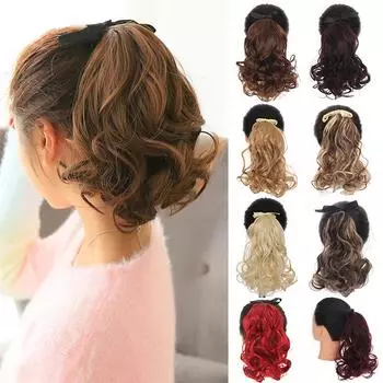 Волнистый хвост в стиле галстука, естественный вид, элегантное синтетическое волокно, подходящее для повседневного использования женщинами.