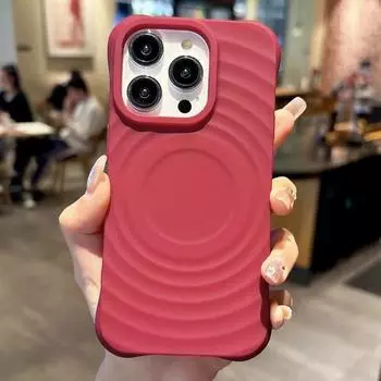 Волнистый магнитный чехол для телефона для iPhone 14 11 13 12 15 Pro Max Plus Мягкий жидкий силикон Magsafe Беспроводная зарядка Тонкая задняя крышка For iPhone 13