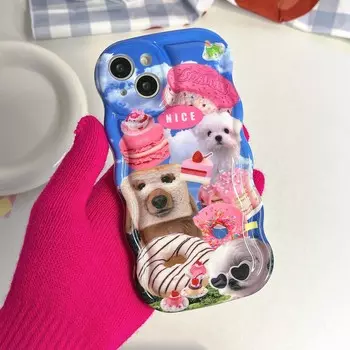 Волнистый противоударный чехол Imd Cute Bread Dog Sweet Cake Ins для телефона Iphone 11 13 12 Promax 14 Pro Max Plus задняя крышка в виде ракушки For iphone 13