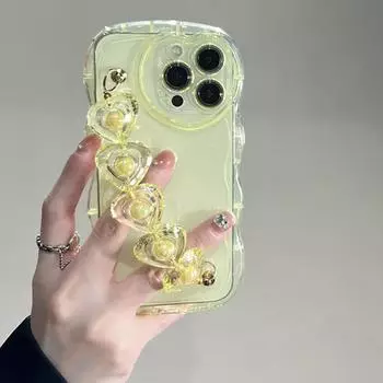 Волнистый прозрачный чехол для телефона с 3d сердцем на запястье для Iphone 12 13 Pro Max 11 X Xr Xs Max, мягкий силиконовый прозрачный противоударный чехол For iPhone XR