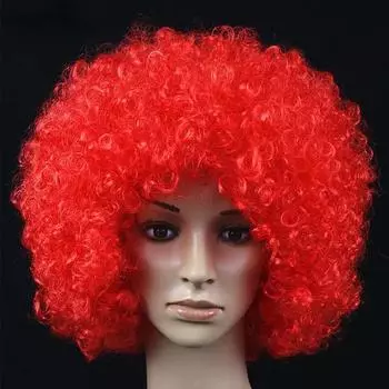 Волнистый вьющийся парик клоуна для выступлений, волосы для косплея для танцев, Рождества, дня рождения, вечеринки, дискотека, украшение, шляпа, подарок для детей, поставки красный