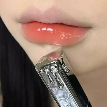 Волновая маленькая серебряная трубка, зеркало, глазурь для губ, увлажняющий водный блеск, пухлые губы, отбеливающая помада, блеск для губ
