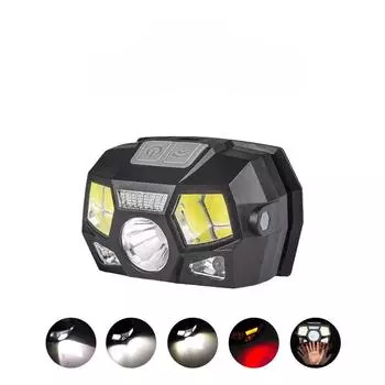 Волновой индукционный уличный многофункциональный светильник Cob, налобный фонарь, светодиодный водонепроницаемый светильник для ночной рыбалки, лампа аварийного освещения