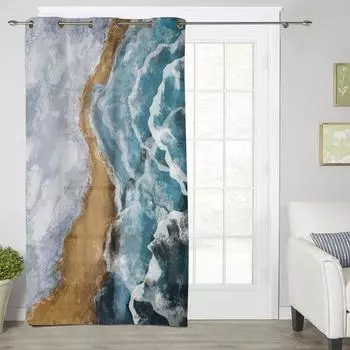 Волны Богемный градиент Современные шторы для окон для гостиной спальни шторы для кухни шторы 135W x 60H(cm) x1