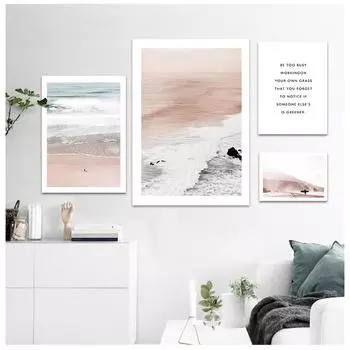 Волны Пейзаж Картина Маслом Закат Пляж Печать Плакатов Скандинавское Настенное Художественное Украшение Картина Произведение Искусства 21cm30cm NoFrame