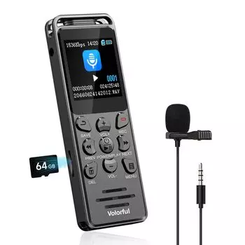 Volorful Voice Small 70 часов непрерывной записи 900 часов IC дюймовый ЖК-дисплей с одной кнопкой блокировки SD-карта VOR запланированный таймер переменная скорость записи пароль