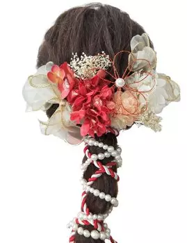 Волосы 4 Цвета Лента Церемония Совершеннолетия Жемчужное Украшение Для Волос Мизухики Струна Популярная Японская Одежда Аксессуар Для Волос Канзаши Кимоно Фурисодэ красный