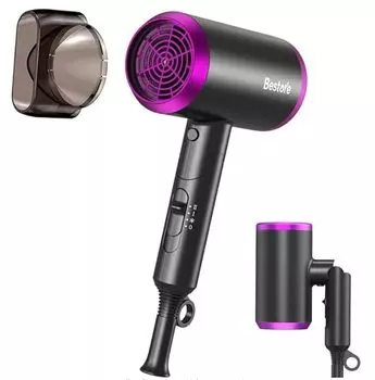 Волосы большой воздушный быстрый температурный с компактным фен для дома и деловых поездок, объем, сушка, 3 уровня управления, 1300 Вт, легкий, складной, насадка,