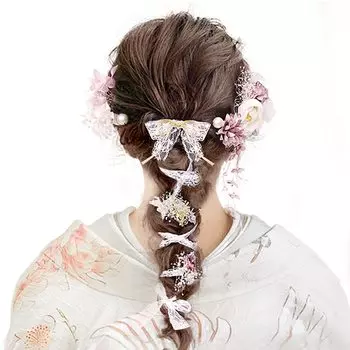 Волосы для совершеннолетия, 11 шт., высушенные японские выпускные волосы, волосы Tsumami, высококачественные искусственные волосы 3 цвета [OTAKUMARKET] Орнамент, юката, фиолетовый