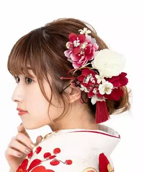 Волосы для выпускного вечера, 2 шт., вишневые японские кисточки, волосы для выпускного вечера, сделано в Японии [SOUBIEN] Украшение, церемония, церемония, набор, красный, красный, красный