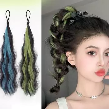 Волосы Косички Мелирование Конский хвост Дофамин Жареные Тесто Кудри Косичка Волосы Увеличение Цвета Повязка Для Волос Парик Кольцо Повязка Для Парика Мелирование 1