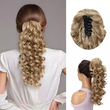 Волосы LISI синтетические волнистые вьющиеся коготь накладные волосы на заколке-конском хвосте термостойкие элегантные волосы для женщин ежедневного использования 40cm