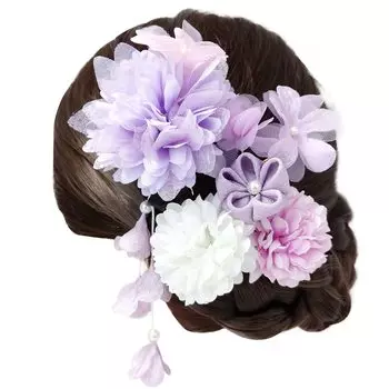 Волосы популярные волосы волосы японские волосы выпускной специальный случай включал украшение, церемония совершеннолетия, украшение, фурисодэ, кимоно, украшение, фиолетовый