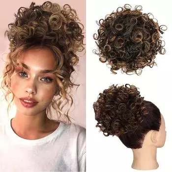 Волосы Пучок Синтетический эластичный шнурок Свободная волна Беспорядочный вьющийся конский хвост Наращивание волос Пучок волос для женщин Повседневная одежда Повседневная быстрая одежда 25cm