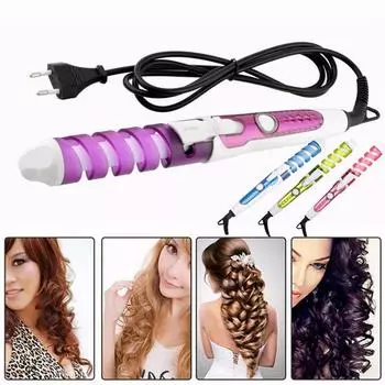 Волшебная элегантная спиральная щипцы для завивки волос, ролик для укладки волос, щипцы для завивки, палочка EU Plug розовый
