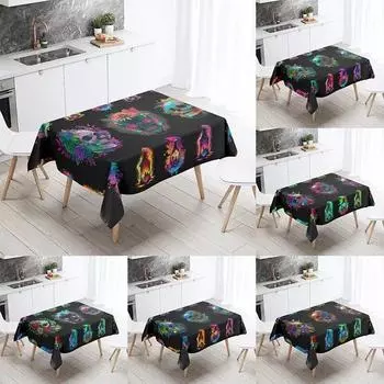 Волшебная Бутылка Красочная Скатерть С Черепом Домашний Декор Пятностойкий Водонепроницаемый Стол Прямоугольный Кухонный Камин Топы 40x70cm