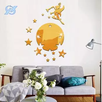 Волшебная фея акриловое зеркало наклейка кристалл трехмерный 3D настенный стикер диван ТВ фон настенный стикер самоклеящийся