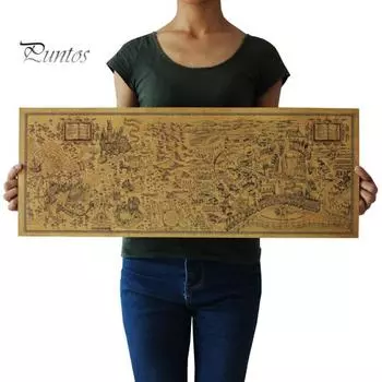 Волшебная карта мира, крафт-бумага, ретро-плакат, декоративная настенная живопись для кафе-бара
