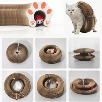 Волшебная кошачья органная доска, игрушка для кошек с мячом, шлифовальный коготь для кошек, рама для лазанья для котенка, круглая гофрированная игрушка для кошек, когтеточка 1pc