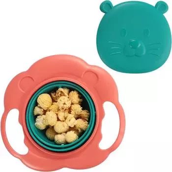 Волшебная миска Gyro Bowl с вращением на 360 градусов, непроливающиеся миски с крышкой, пластиковые креативные тарелки, миски для кормления белый
