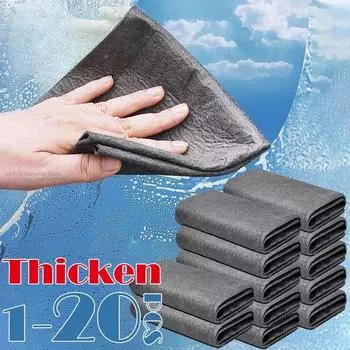 Волшебная салфетка для протирки стекол, утолщенная многофункциональная салфетка для протирки окон и зеркал, тряпка для мытья автомобиля, салфетка для чистки туалета на кухне, прочная салфетка из микрофибры для мытья посуды 25*20cm-1pcs чёрный