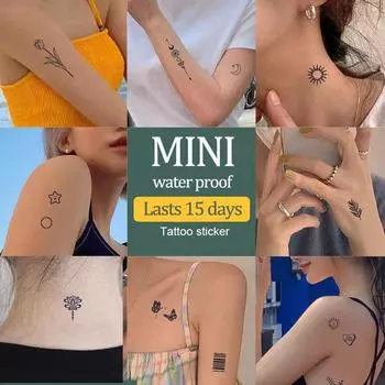 Волшебная татуировка длится 15 дней, мини-тату, наклейка, водонепроницаемая, долговечная, поддельные татуировки, временная татуировка, постоянная татуировка 92pcs mini stickers