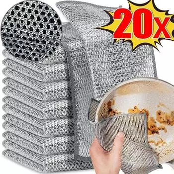 Волшебная ткань для чистки, кухонное полотенце для мытья посуды, металлическая стальная проволока, тряпка для чистки посуды, инструменты для чистки кастрюль 1PCS