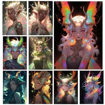 Волшебная женщина, темная магия, цветок, бабочка, фея, секси, 5DDIY, алмазная живопись, мозаика, вышивка, настенное искусство, картина, украшение для дома Full Round 20x30CM