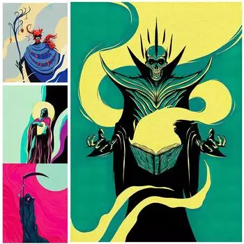 Волшебник Нежити, Бог Смерти, Святой Боец, Пророк Настенная картина маслом Шаман Волшебник Художественный постер 21cm30cm NoFrame