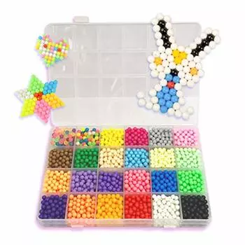 Волшебные бусины, которые соединяются, когда вы наливаете на них воду Чудо-бусины Набор для пополнения Приблизительно 3000 штук Круглая форма 24 вида 3000 штук Светящиеся