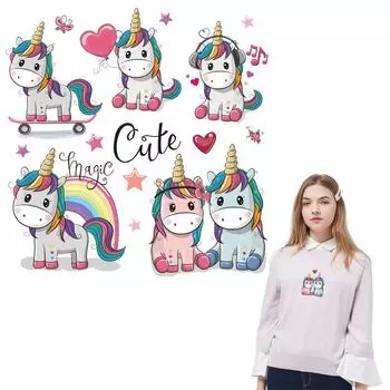 Волшебные нашивки с единорогом для одежды, термопресс, аппликация на джинсы, аксессуары «сделай сам», наклейка, модные полоски, наклейки для глажки 24x24.7cm