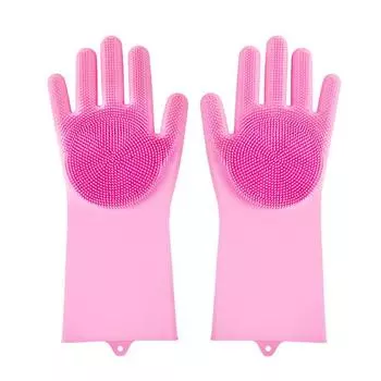 Волшебные перчатки для мытья посуды 1 пара силиконовых чистящих перчаток кухонный скруббер резиновые перчатки бытовой инструмент для чистки автомобиля щетка для домашних животных розовый