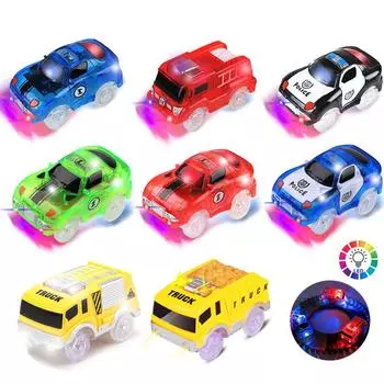 Волшебные треки светящиеся гоночные машины с цветными огнями DIY пластиковые светящиеся в темноте креативные развивающие игрушки для детей