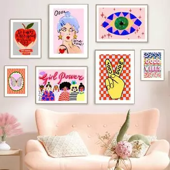 Волшебный глаз бабочка яблоко девушка сила абстрактные плакаты настенное искусство холст картины и принты настенные картины для декора гостиной 21x30cm No Framed