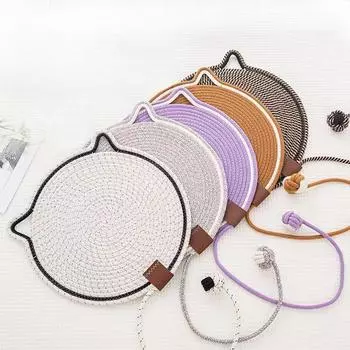 Волшебный инструмент для шлифовки когтей, тканая хлопковая веревка, коврик для кошачьих когтей, встроенный спальный коврик с высоким шариком, коврик для кошачьих когтей, можно стирать 42cm