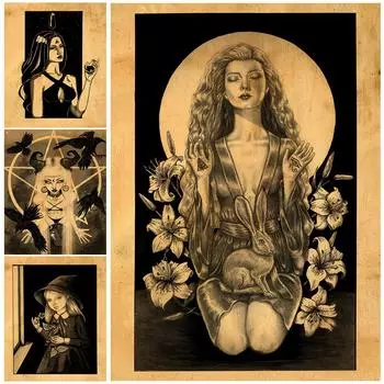 Волшебный массив и черная ворона, винтажная настенная живопись на холсте, трехглазая ведьма, молитвенный постер 21cm30cm NoFrame