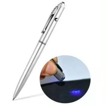Волшебный пластиковый материал Канцелярские принадлежности УФ-ручка Ручка с невидимыми чернилами Волшебная секретная ручка Шариковые ручки серебряный