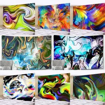 Волшебный психоделический гобелен, настенный подвесной натуральный роскошный гуашь, пейзажный гобелен, триповый гобелен, художественный домашний декор стены 95x70CM