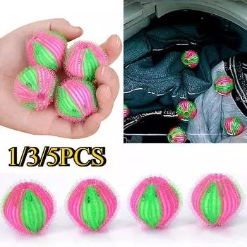Волшебный шарик для стирки, нейлоновый шарик для удаления волос, барабан стиральной машины, шарик для стирки волос для удаления липких волос и мусора, одежда против запутывания 1PCS розовый