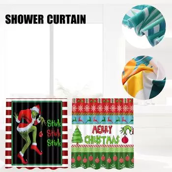 Вонь, вонь, вонь, занавеска для душа, веселое рождество, красно-белая полосатая ванная комната, декор с крючками 72 X 72 дюйма One Size