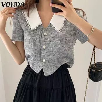 VONDA Цветные рубашки с короткими рукавами Повседневные свободные топы