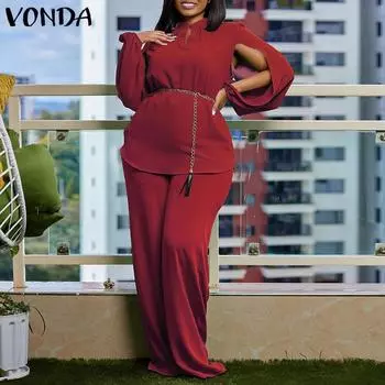 VONDA комплект из двух предметов: женские топы с длинными рукавами и широкие брюки S чёрный