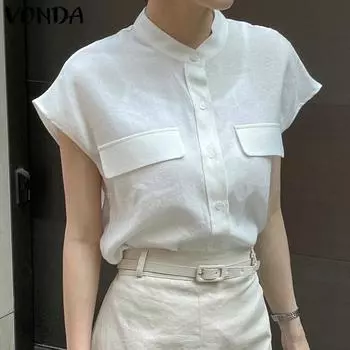VONDA Летние женские тонкие повседневные топы с короткими рукавами