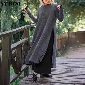 Женская туника-макси VONDA с боковыми разрезами. Размеры: S-5XL 2XL