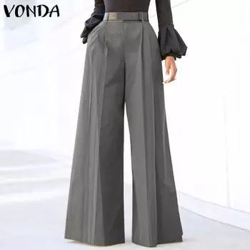 VONDA Осенние женские элегантные широкие брюки с высокой талией и длинными брюками OL S хаки
